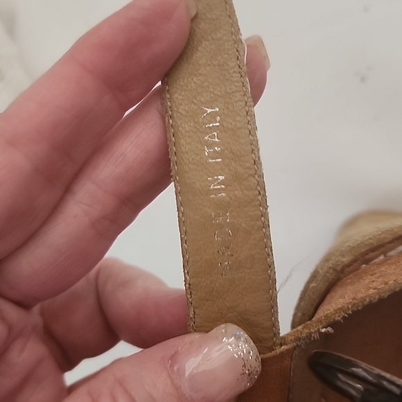 Coach Telma Calf Leather and Suede Butterfly Buckle Wedge Heels Size 9B - Picture 4 of 16